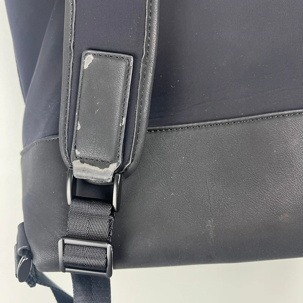 Caraa‎ x Athleta Black Neoprene Leather Trim Backpack Commuter Gym Bag Large